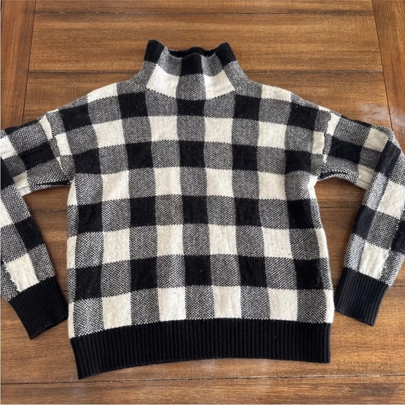 Lauren Ralph Lauren Sweater Womens Medium Black White Buffalo Plaid Soft - Picture 6 of 15